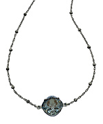 Liz Palacios Silver Beaded Chain and Crystal Pendant Necklace